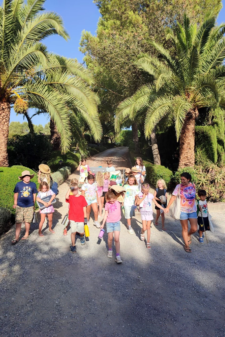 Campers preparing for a hike